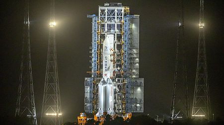 A Long March-5 rocket sits on the launch pad at the Wenchang Space Launch Centre in Wenchang in southern China.