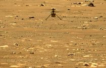 Ingenuity, le petit hélicoptère de la Nasa, lors de son second vol au-dessus de la surface de Mars, le 22 avril 2021