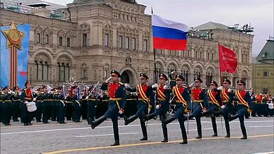 Desfile conmemorativo de la victoria en la Segunda Guerra Mundial en la plaza Roja de Moscú