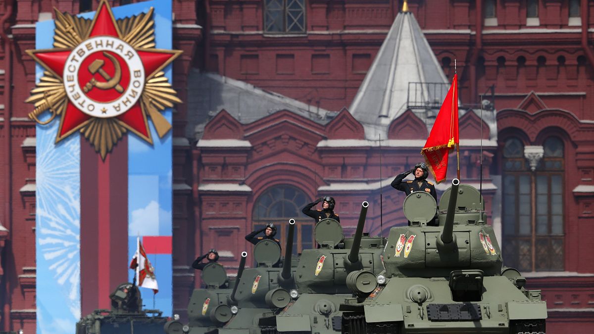 Desfile de la victoria de la Segunda Guerra Mundial en la Plaza Roja de Moscú
