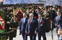 Александр Лукашенко с сыновьями. Минск, 9 мая 2021