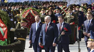Александр Лукашенко с сыновьями. Минск, 9 мая 2021