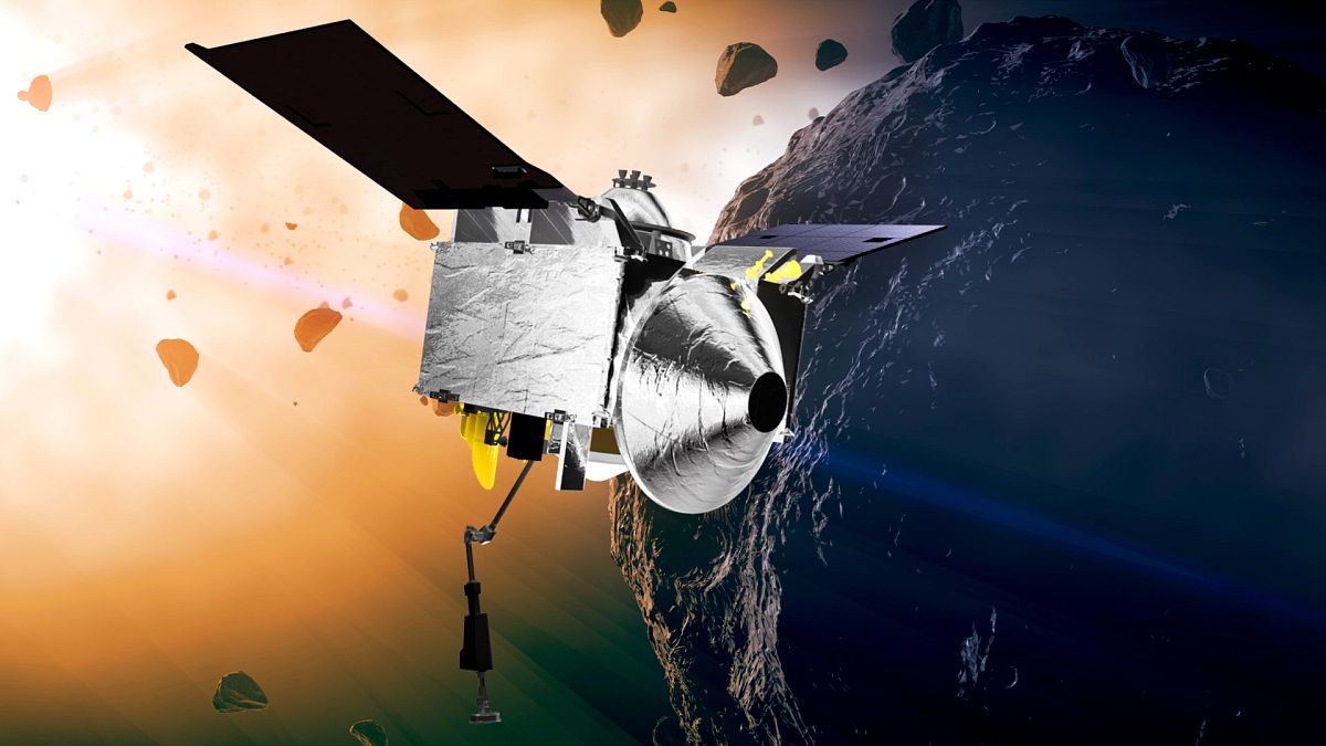 Osiris-Rex'in Bennu asteroidinde gösteren NASA illüstrasyonu