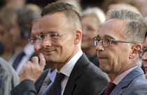 Szijjártó Péter magyar- és Heiko Maas német külügyminiszter Berlinben a határnyitás 30. évfordulója alkalmából tartott Német-Magyar Fórumon 2019.szeptember 10-én