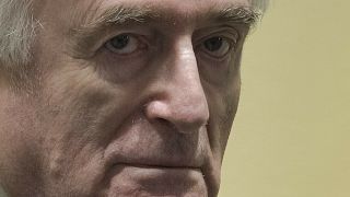 Former Bosnian Serb leader Radovan Karadzic enters the court room of the International Residual Mechanism for Criminal Tribunals in The Hague, Netherlands, Wednesday, March 20