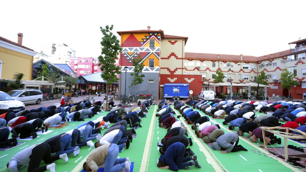 Last year's Eid prayers outside the mosque of Kokonozi in Tirana, Albania
