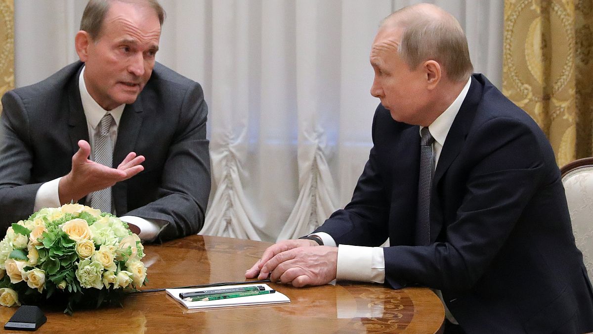 Виктор Медведчук и Владимир Путин на встрече в Санкт-Петербурге, 18 июля 2019 года