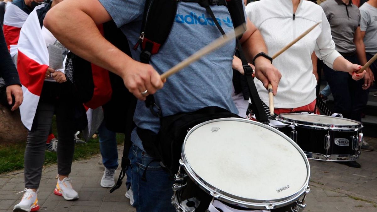 Musicians and drummers have regularly played during Belarusian opposition supporters' rallies.