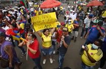 حضور بومیان کائوکا در میان معترضان به سیاست‌های دولت کلمبیا