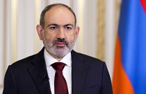 Armenian Prime Minister Nikol Pashinyan delivers an address, in Yerevan, Armenia, Sunday, April 25, 2021.