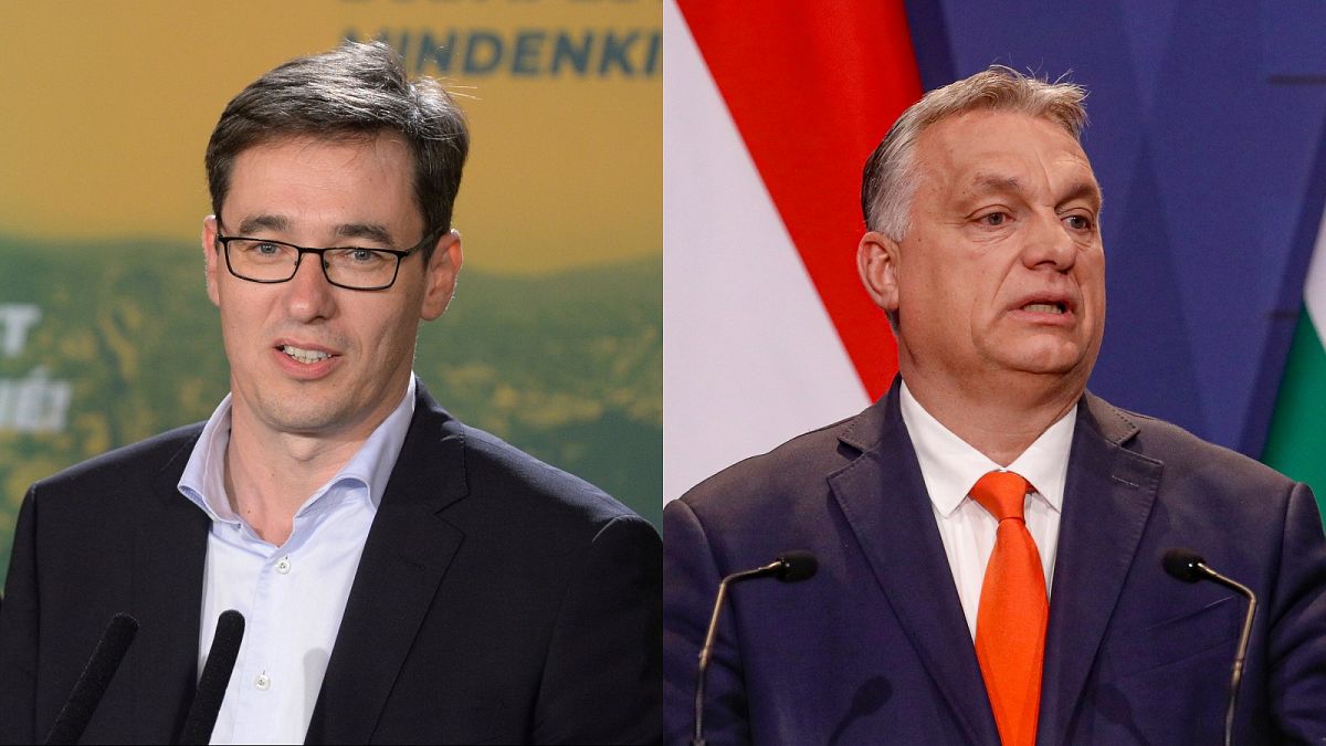 Mayor of Budapest, Gergely Karacsony (left), and prime minister Viktor Orban (right).