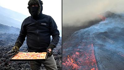The hot lava gives the pizza a unique crunch
