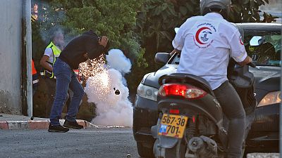 Explosion einer Tränengasgranate