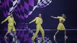 Musical group The Roop from Lithuania perform during rehearsals at the Eurovision Song Contest at Ahoy arena in Rotterdam, Netherlands, Monday, May 17, 2021.