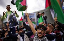 Protesta en Bruselas para exigir un alto el fuego inmediato en Gaza y la condena a Israel