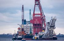 the Russian pipe-laying vessel "Fortuna" in the port of Wismar, Germany