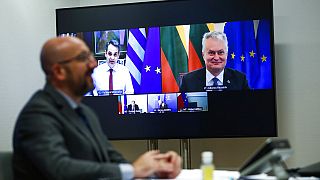 Στιγμιότυπο από την τηλεδιάσκεψη του Ευρωπαϊκού Συμβουλίου (20 Μαΐου 2021)
