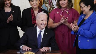 President Joe Biden smiles after signing the COVID-19 Hate Crimes Act, in the East Room of the White House, Thursday, May 20, 2021, in Washington.