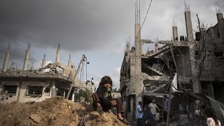 بيوت مدمرة في بيت حانون قطاع غزة