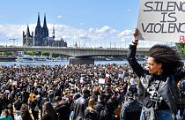 Thousands of people demonstrate in Cologne, Germany, Saturday June 6, 2020, to protest against racism and the recent killing of George Floyd by police officers