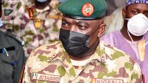 Nigeria's Chief of Army Staff Major General Ibrahim Attahiru at the theatre command operations Lafiya Dole headquarters in Maiduguri, Nigeria on January 31, 2021.