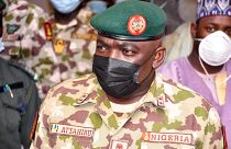 Nigeria's Chief of Army Staff Major General Ibrahim Attahiru at the theatre command operations Lafiya Dole headquarters in Maiduguri, Nigeria on January 31, 2021.