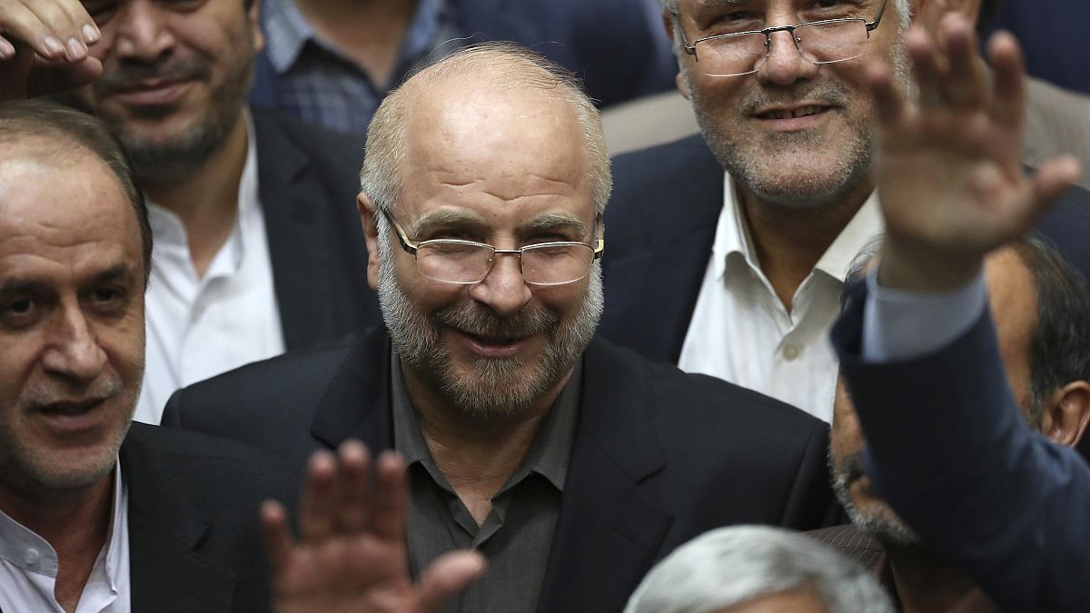 Mohammad Bagher Qalibaf,  after being elected as speaker of the parliament, in Tehran, Iran, on May 28, 2020.