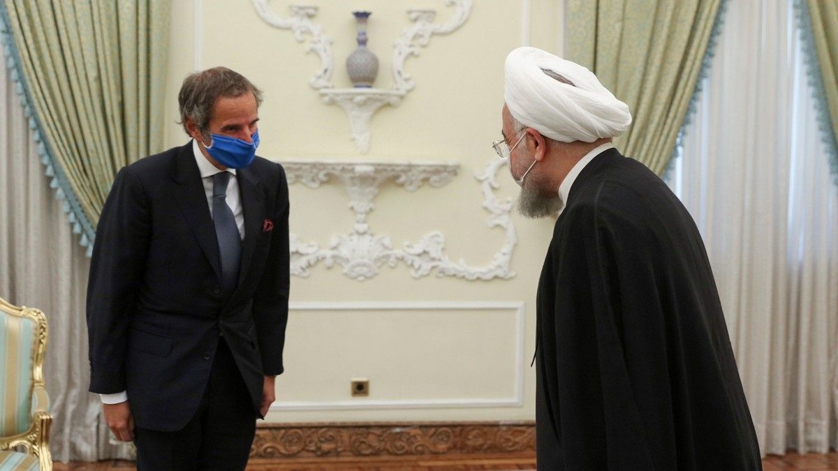 دیدار مدیر کل آژانس انرژی اتمی با حسن روحانی در سفر گروسی به تهران