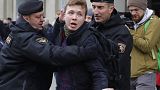 Belarus police detain journalist Roman Protasevich in Minsk, Belarus, Sunday, March 26, 2017