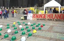 Protesta contra el ministro de defensa de Colombia Diego Molano