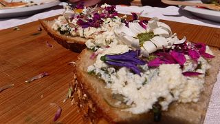 Jardin sur pain or 'garden on bread' foraged from the mountain side. 