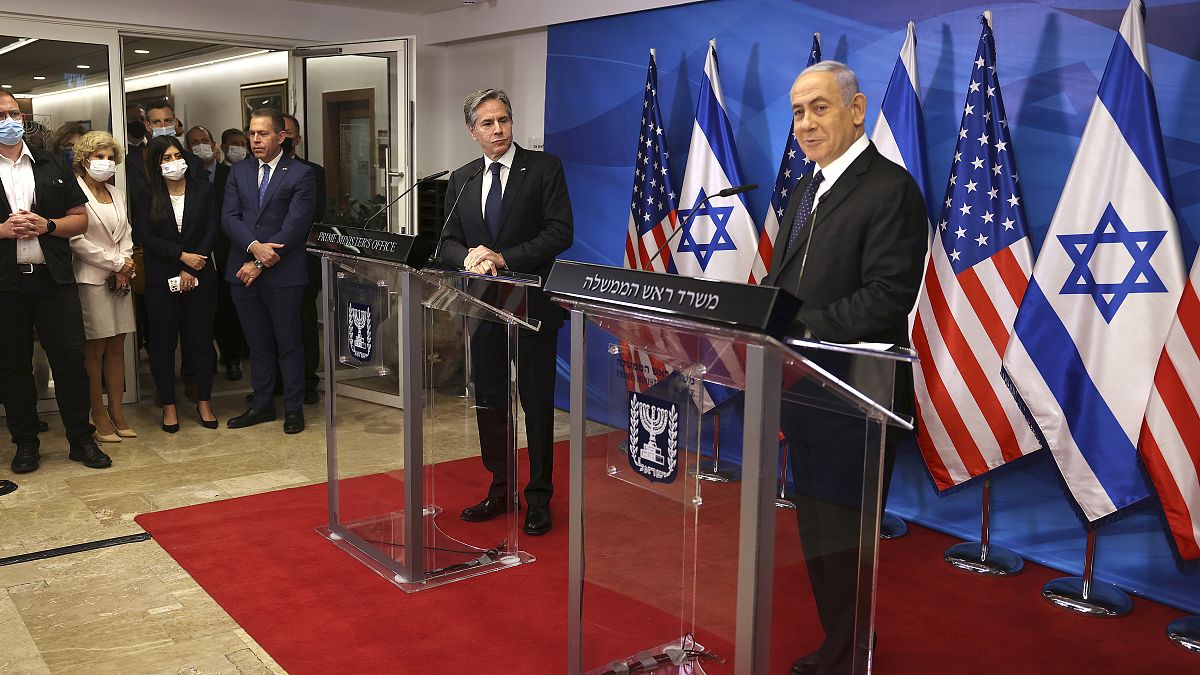 Госсекретарь США Энтони Блинкен на встрече с премьер-министром Израиля Биньямином Нетаньяху