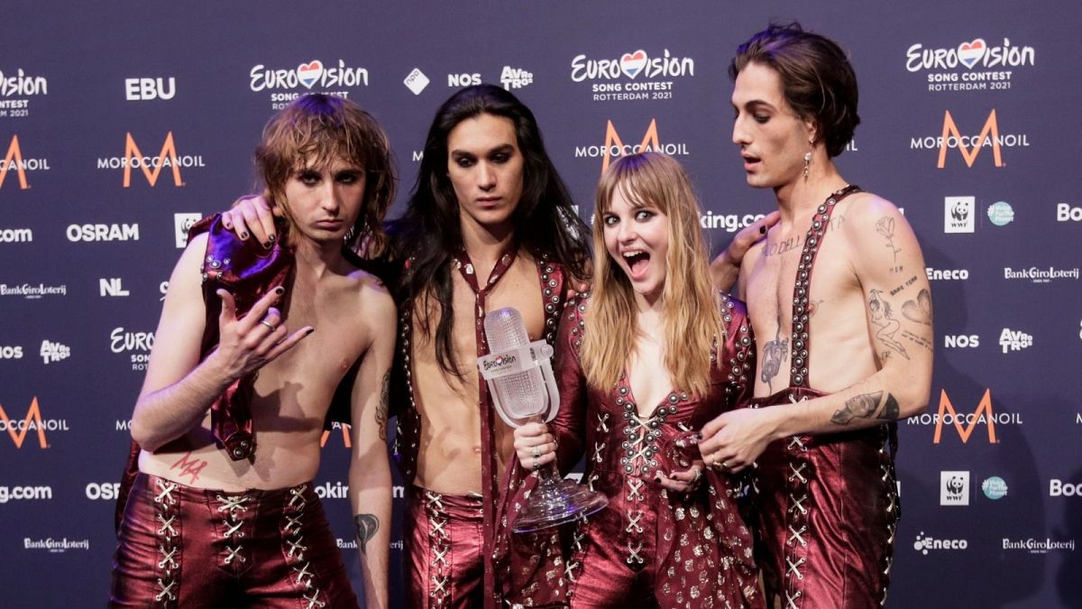Members of the band Maneskin from Italy