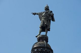 A picture taken on September 27, 2016, shows the Christopher Colombus monument in Barcelona