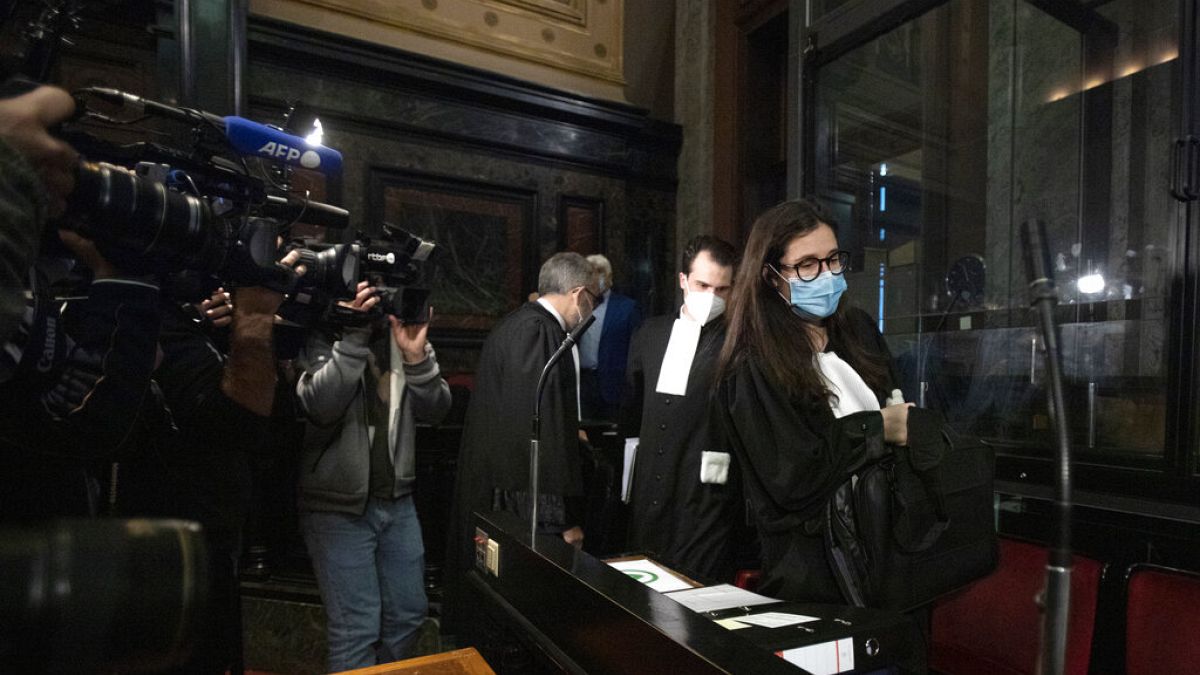 Lawyer for AstraZeneca Clemence Van Muylder arrives for a hearing, European Commission vs AstraZeneca, at the main courthouse in Brussels, Wednesday, May 26, 2021