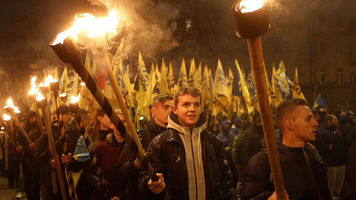Колонна "Азова" на шествии в День защитника Украины. Киев, 14 октября 2016