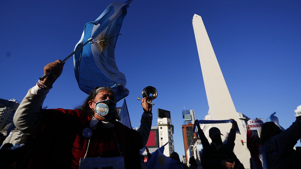 Protestas en Buenos Aires contra la gestión de Alberto Fernández frente a la pandemia.