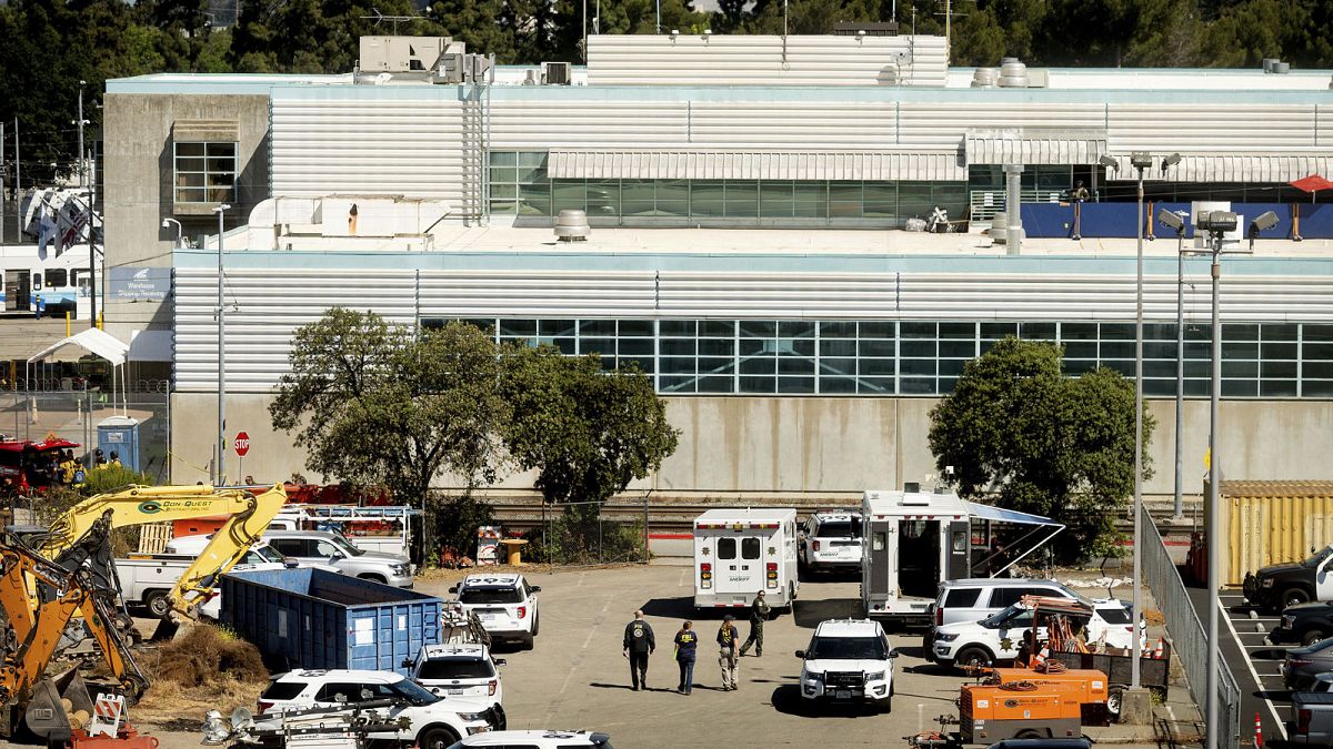 Gare des transports publics du comté de Santa Clara, à San Jose en Californie, où une fusillade a éclaté causant la mort d'au moins 8 personnes, le 26 mai 2021 