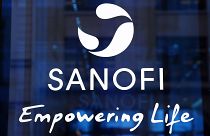 the logo of French drug maker Sanofi is pictured at the company's headquarters, in Paris.