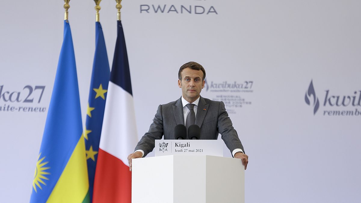 Emmanuel Macron à Kigali au Rwanda le 27 mai 2021
