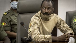 Col. Assimi Goita at the Ministry of Defense in Bamako, Mali. on Aug. 22, 2020.