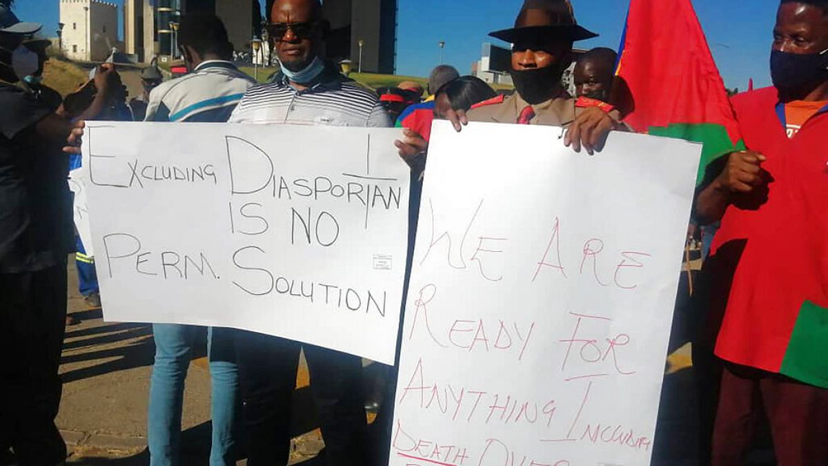 Tüntetés a namíbiai népcsoportokért, 	Windhoek, NAMIBIA, 2021. május 28. (illusztráció)