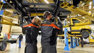 File photo of wokers at a Ford care plant in Cologne, Germany