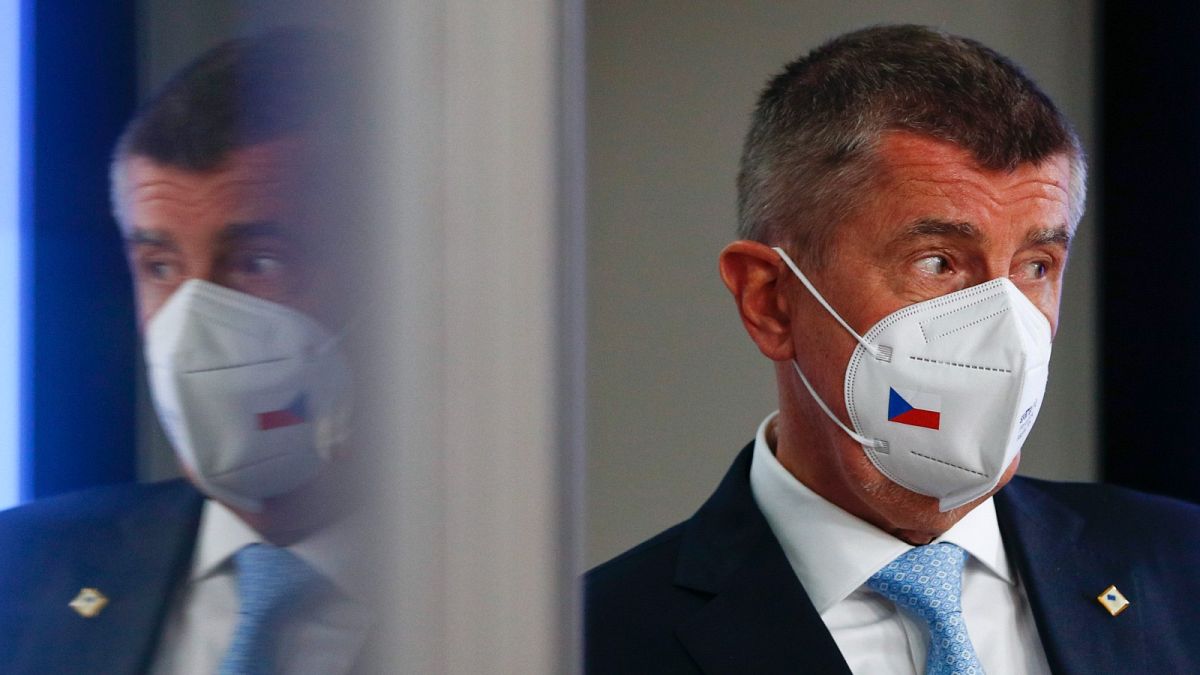 Czech Republic's Prime Minister Andrej Babis after an EU summit in Brussels. Tuesday, May 25, 2021, 