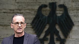 German Foreign Minister Heiko Maas addresses the media during a statement at the Foreign Ministry in Berlin, Germany, Friday, May 28