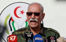 إبراهيم غالي زعيم جبهة البوليساريو يتحدث إلى حشد في تندوف، الجزائر، 27 فبراير 2021 