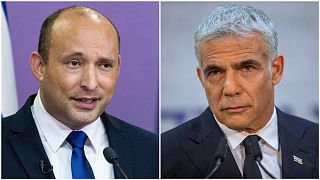 Yemina party leader Naftali Bennett (left) and Yesh Atid leader Yair Lapid