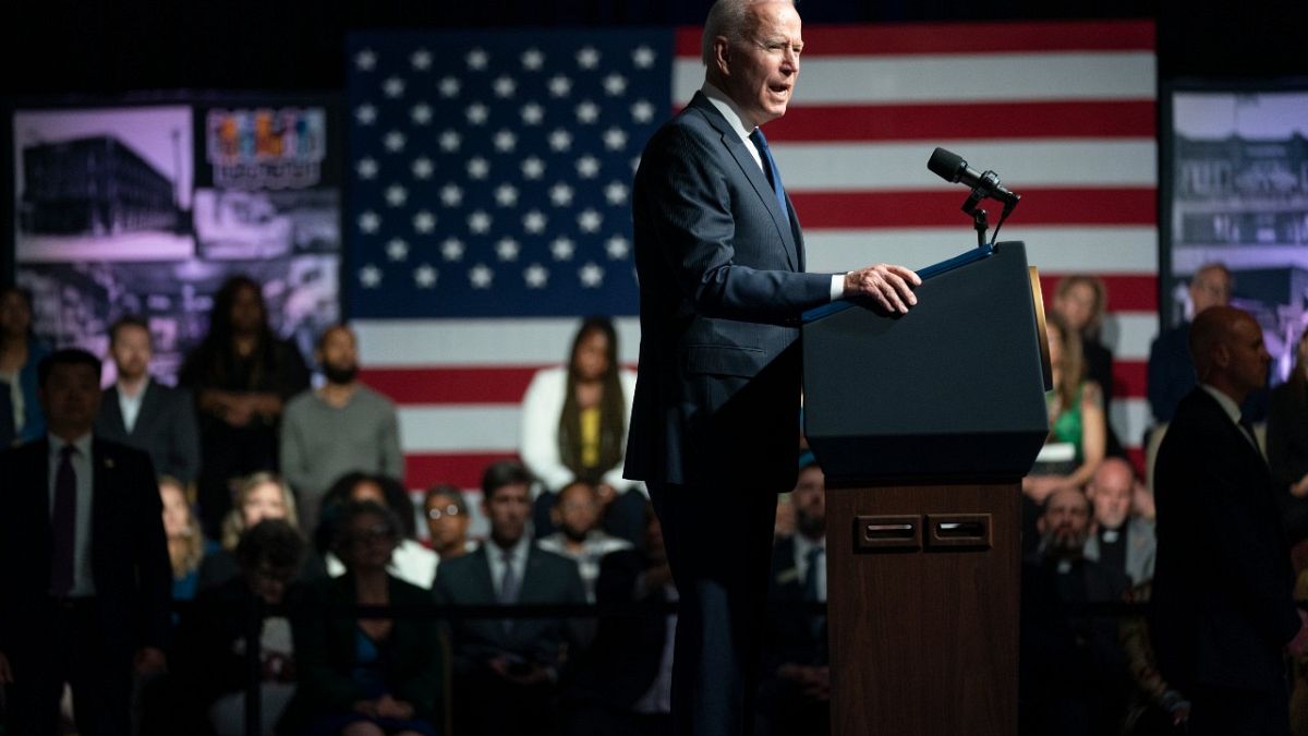 President Joe Biden speaks as he commemorates the 100th anniversary of the Tulsa race massacre, at the Greenwood Cultural Center, Tuesday, June 1, 2021, in Tulsa, Oklahoma. 