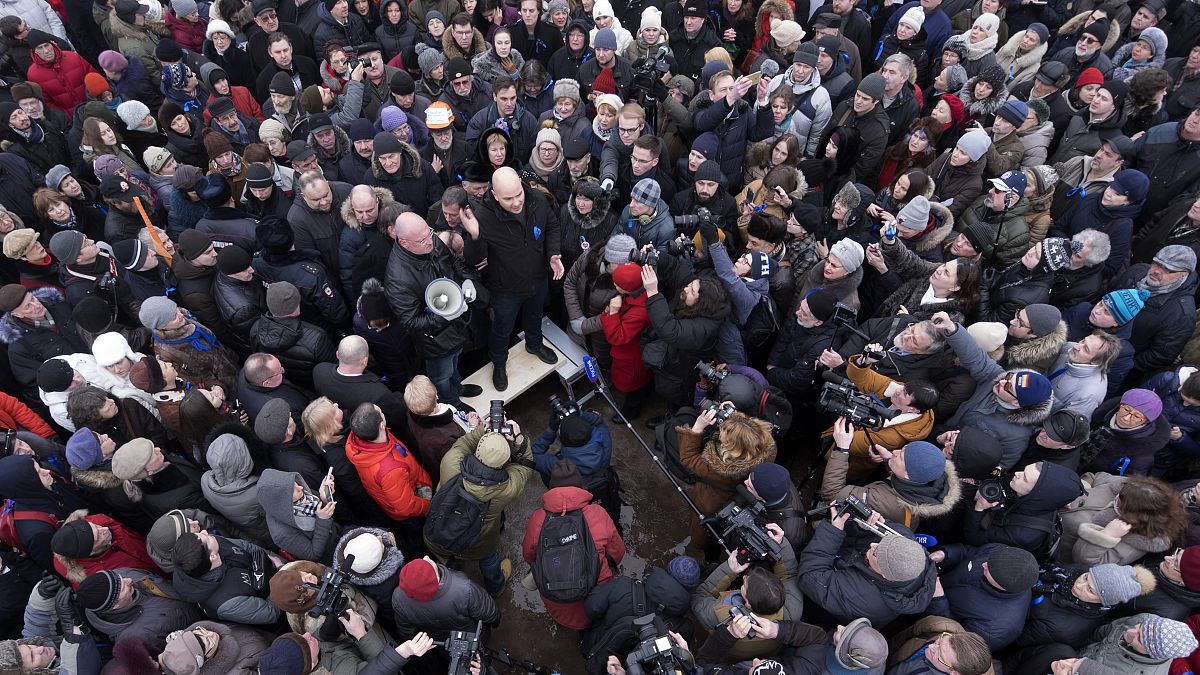 Андрей Пивоваров на акции против передачи Исаакиевского собора РПЦ, 28 января 2017