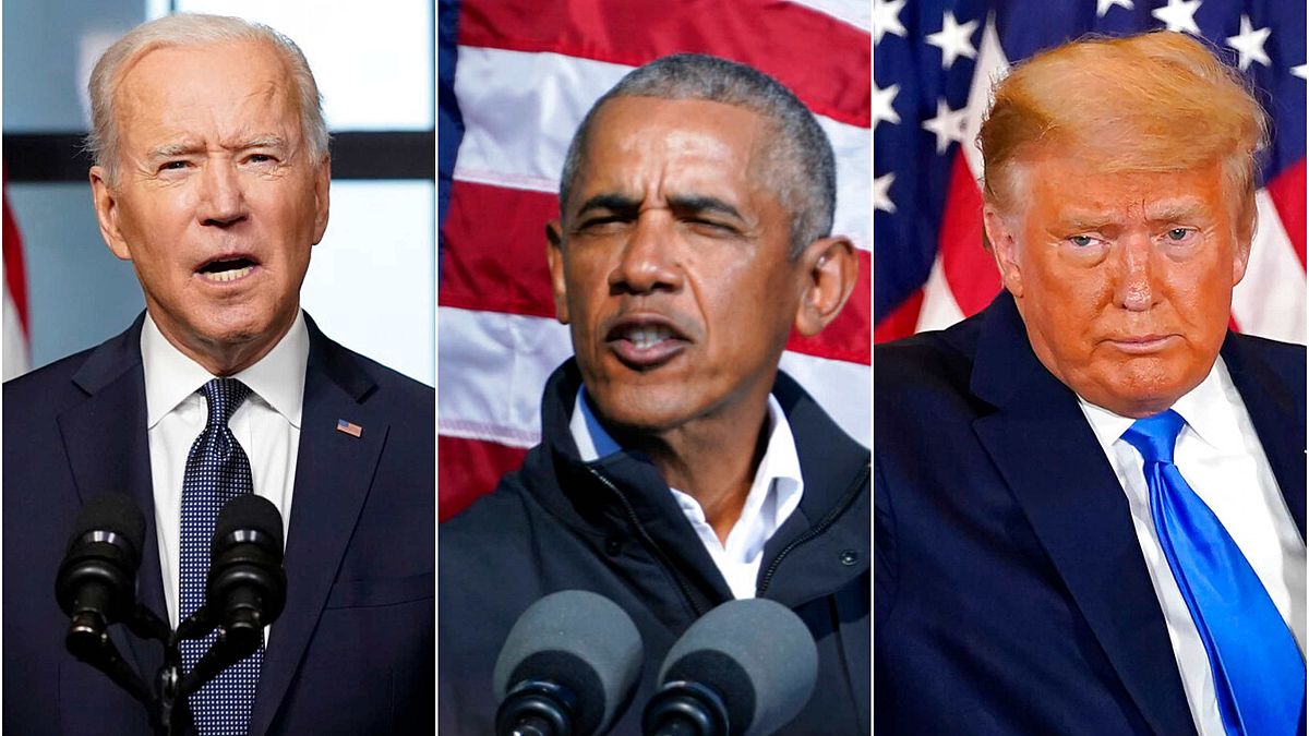 ABD'nin son 3 Başkanı soldan sağa JOe Biden, Barack Obama ve Donald Trump.